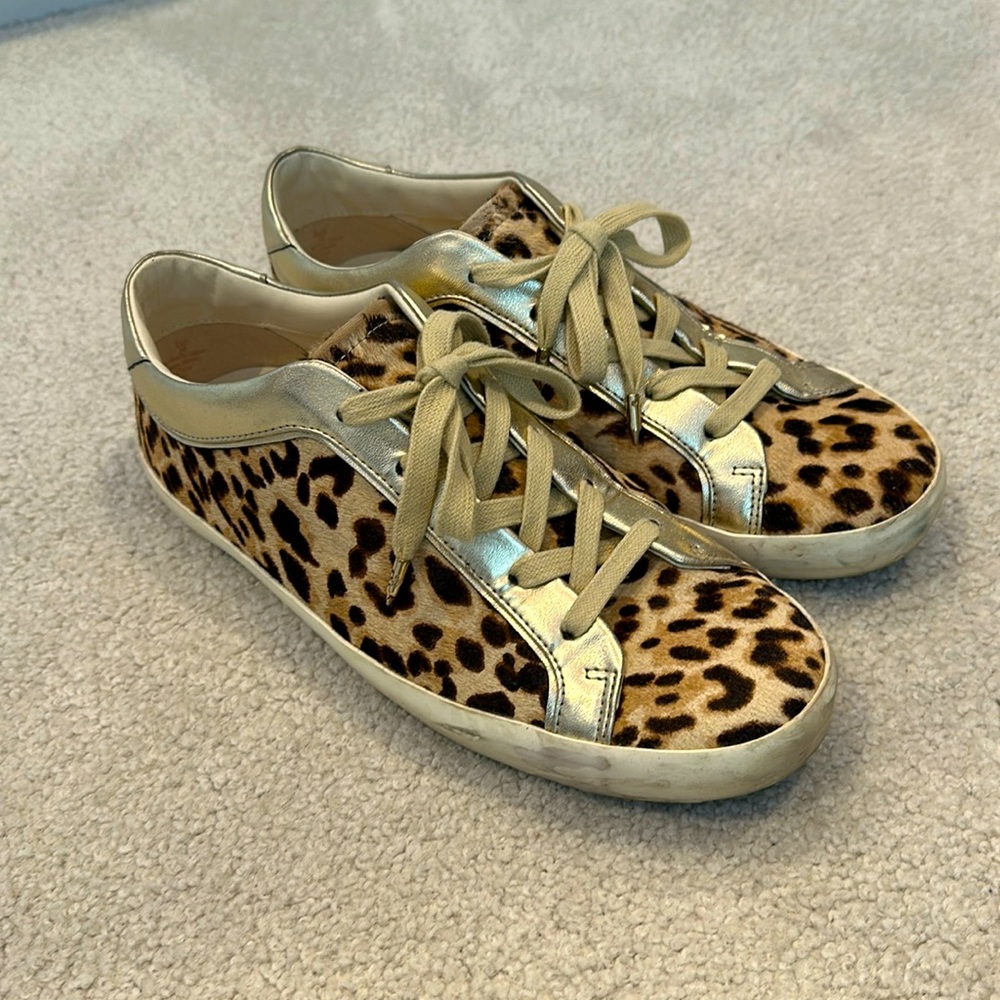 Sam Edelman Brown and Tan Leopard Print Sneakers